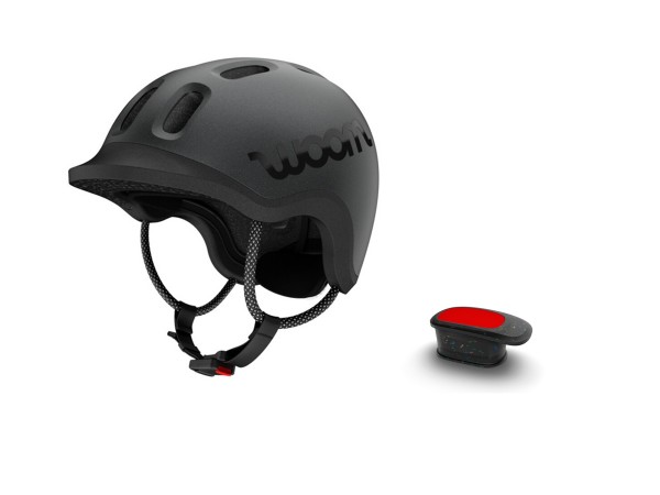 Woom Helm Ready mit Licht charcoal metallic Gr. S 50 – 53 cm Kinder Fahrrad Kopf Schutz Sicherheit