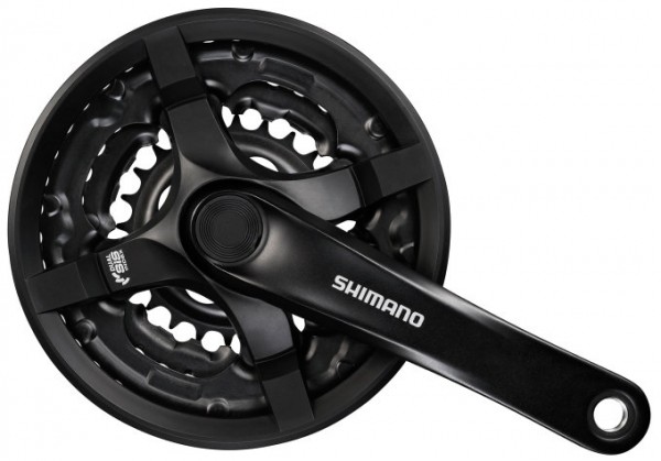 Shimano Kurbelgarnitur FC-TY501 42-34-24-170 mm schwarz mit Kettenschutz und Schrauben