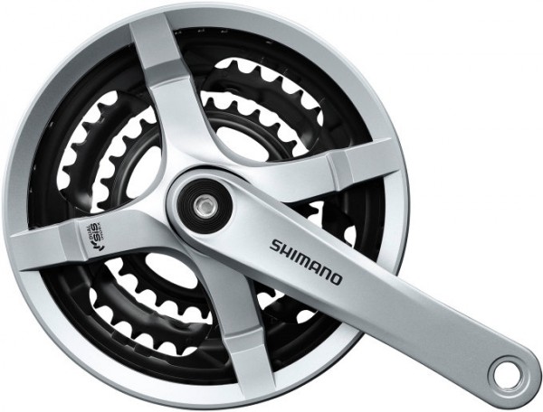 Shimano Kurbelgarnitur 48-38-28 Zähne 170 mm silber mit Kettenschutz+Schrauben