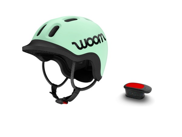 Woom Helm Ready mit Licht mint Gr. M 53 – 57 cm Kinder Fahrrad Kopf Schutz Sicherheit